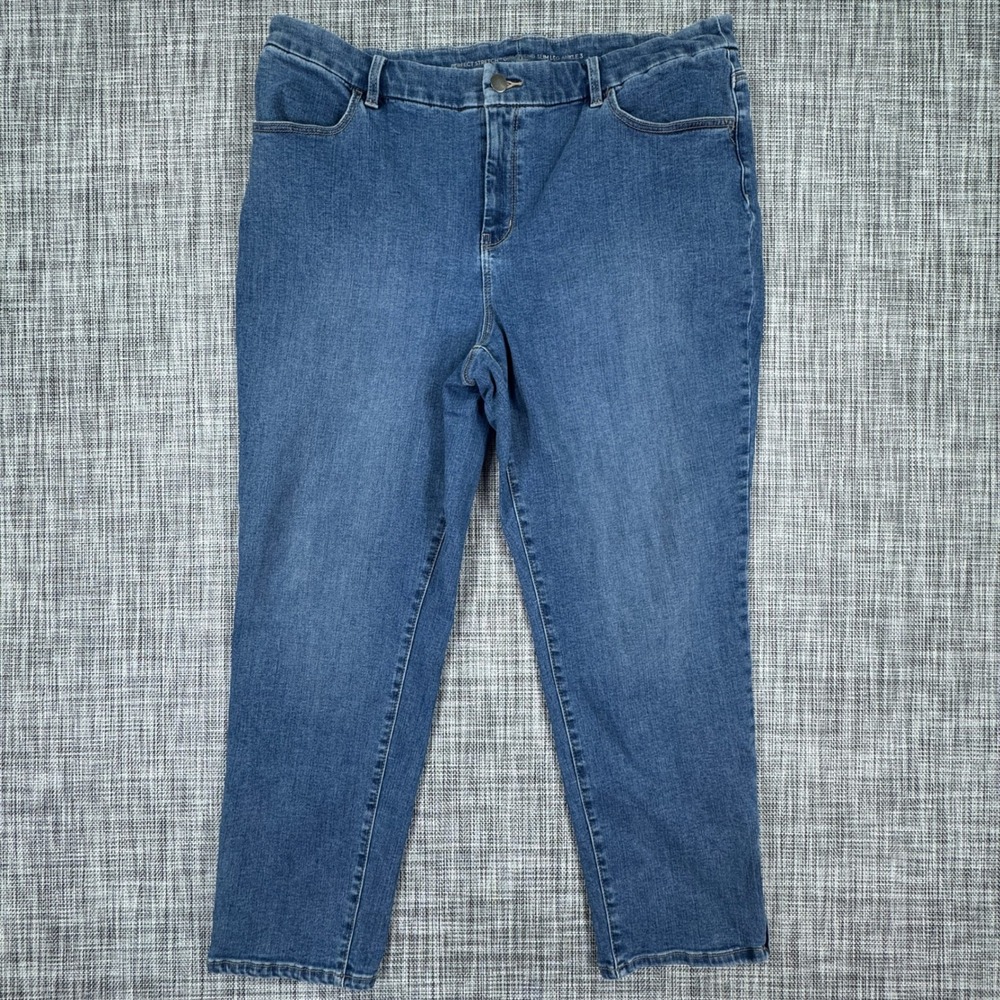 Chico's Women's Size 3 Perfect Stretch Girlfriend Ankle Jeans Blue Slim Leg